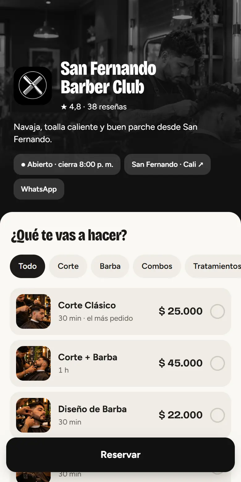 Tienda de ejemplo con la plantilla Clásica